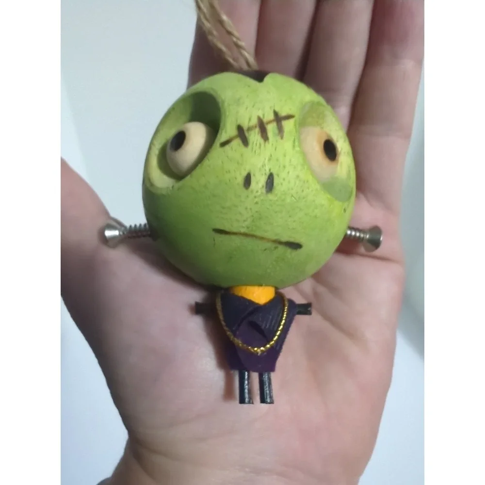 Pier One Crazy Head Frankenstein Monster Halloween Wooden Ornament